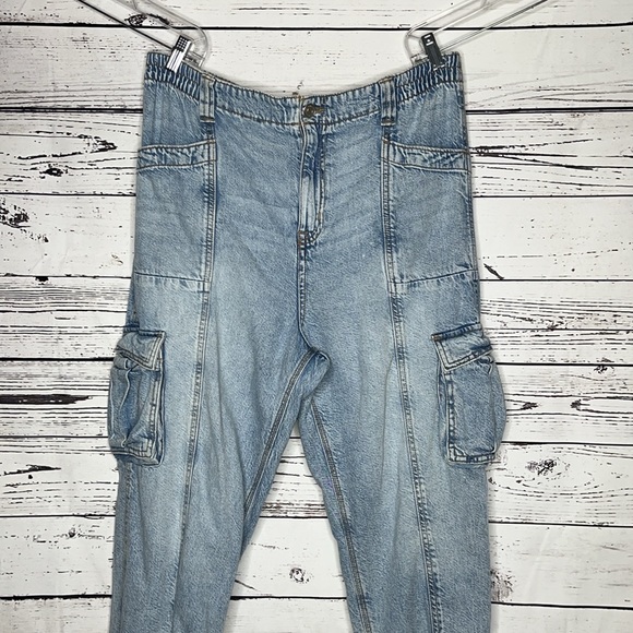 Aeropostale Size XL Blue Denim 6 Pocket Cargo Baggy Jogger Jeans - Picture 2 of 5